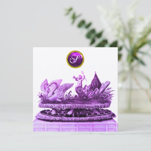 白人戦車及びカップケーキ金ゴールドビーチ結婚式 招待状 (スタンド正面)