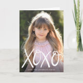 白人手書きのXOXOバレンタインデー写真 シーズンカード (正面)