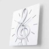 白人音楽の大クレフ、 音符記号 スクエア壁時計 (傾斜)