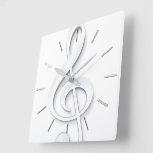 白人音楽の大クレフ、 音符記号 スクエア壁時計 (傾斜)