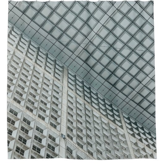 白人高層商業建物 シャワーカーテン (正面)