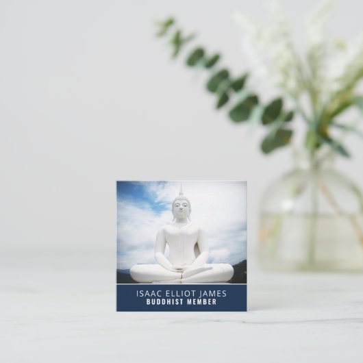 白仏像仏法 スクエア名刺 (スタンド正面)