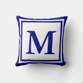 白伝統的とネイビーブルーモノグラムテンプレート クッション (裏面)