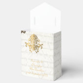 白伝統的パーチメントと金ゴールドダマスク結婚式 フェイバーボックス (オープン)