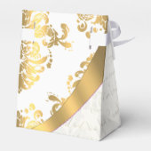 白伝統的パーチメントと金ゴールドダマスク結婚式 フェイバーボックス (裏面サイド)