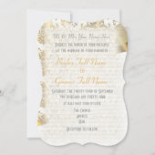 白伝統的フォーマルと金ゴールドの結婚式 招待状 (正面)