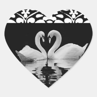 白伝統的白白黒印 ハートシール