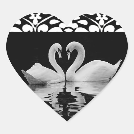 白伝統的白白黒印 ハートシール (正面)