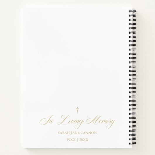 白伝統的金エレガント写真葬儀 ノートブック (裏面)