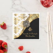 白伝統的黒と金ゴールドの結婚式 スタンダードカクテルナプキン (インサイチュ)