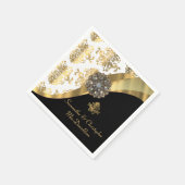 白伝統的黒と金ゴールドの結婚式 スタンダードカクテルナプキン (角)