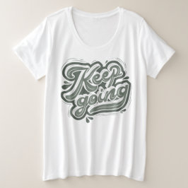 白保いlトレンディーとlセージ緑にモダン行く プラスサイズTシャツ