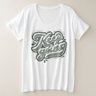 白保いlトレンディーとlセージ緑にモダン行く プラスサイズTシャツ