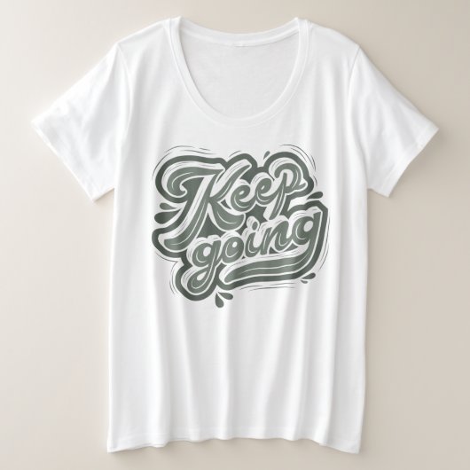 白保いlトレンディーとlセージ緑にモダン行く プラスサイズTシャツ (デザイン正面)