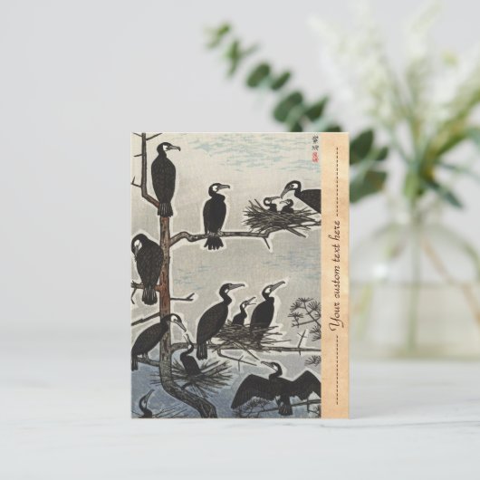 白傘松鵜の集まり浮世絵 ポストカード (スタンド正面)