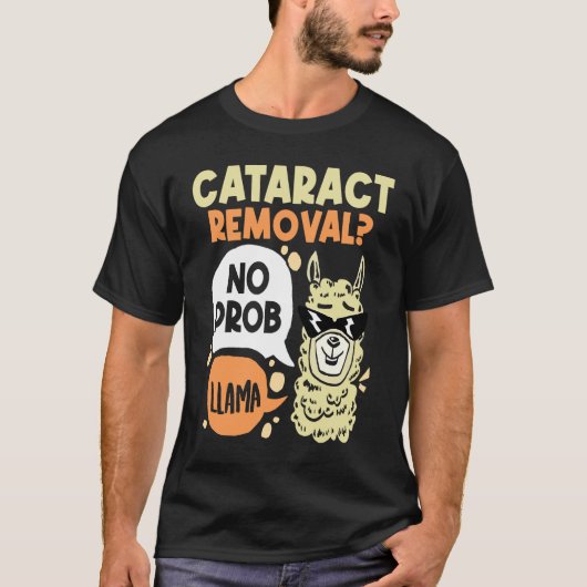 白内障の手術に問題なし ラマ  眼科手術 緑内障 Tシャツ (正面)