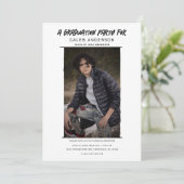 白写真ミニマル写真卒業パーティー 招待状 (スタンド正面)