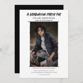 白写真ミニマル写真卒業パーティー 招待状 (正面/裏面)