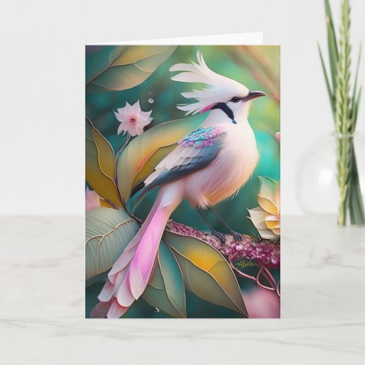 白冠のほほえみ尾のカヤクバト幻想の鳥 カード (正面)