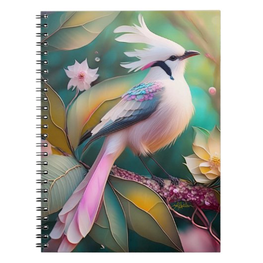 白冠のほほえみ尾のカヤクバト幻想の鳥 ノートブック (正面)
