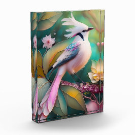 白冠のほほえみ尾のカヤクバト幻想の鳥 フォトブロック