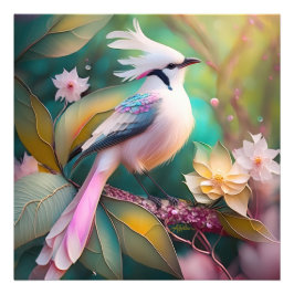 白冠のほほえみ尾のカヤクバト幻想の鳥 フォトプリント           