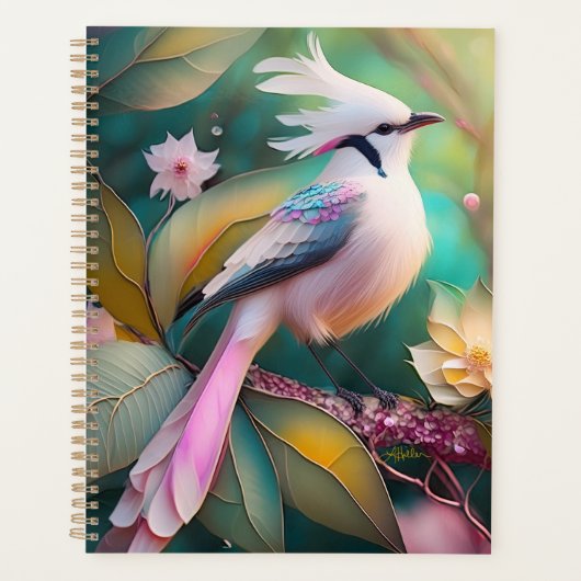白冠のほほえみ尾のカヤクバト幻想の鳥 プランナー手帳 (正面)