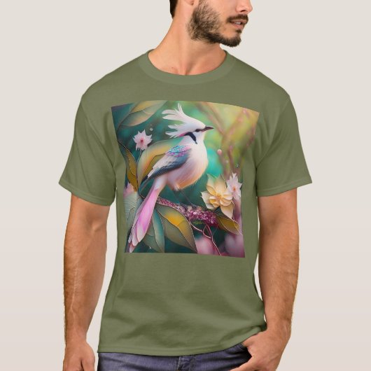白冠のほほえみ尾のカヤクバト幻想の鳥 Tシャツ (正面)