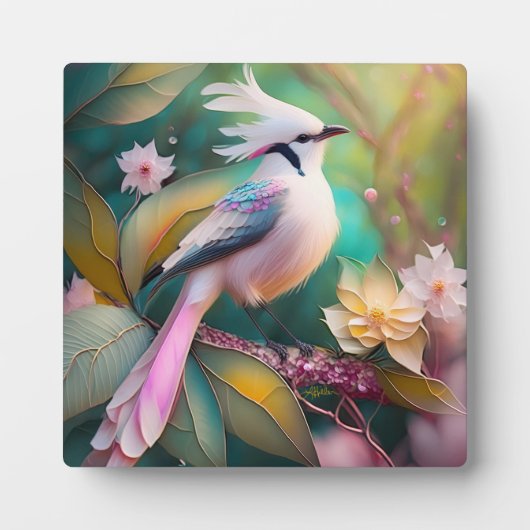 白冠紅尾藍鵐幻想鳥 フォトプラーク (正面)