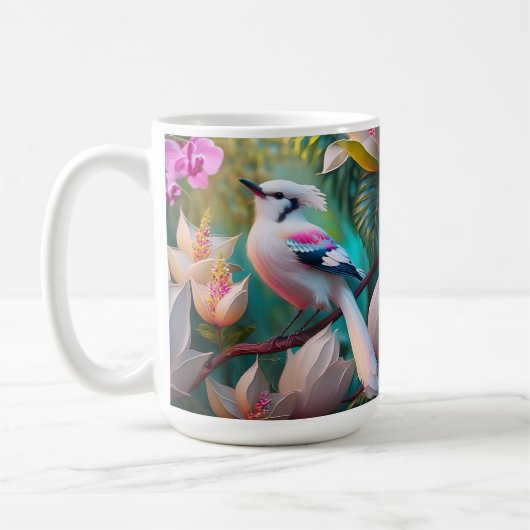 白冠胸元ピンクの幻想の鳥 コーヒーマグカップ (左)