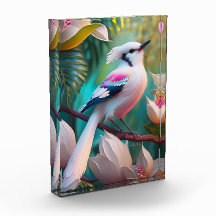 白冠胸元ピンクの幻想の鳥