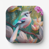 白冠胸元ピンクの幻想の鳥 ペーパープレート (正面)