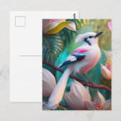 白冠胸元ピンクの幻想の鳥 ポストカード (正面/裏面)