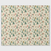 白冬：雪、木、スキーヤー ラッピングペーパー (フラット)