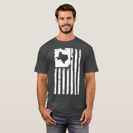 白動揺して米テキサス州国旗の地図 Tシャツ (正面フル)