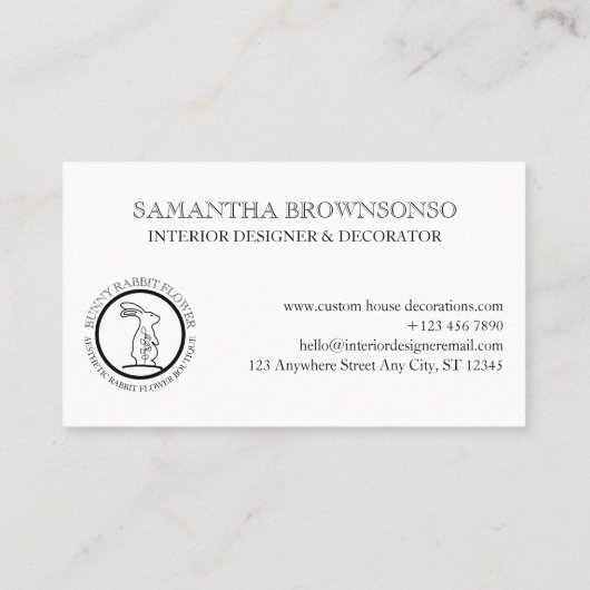 白動物花サークルフレームラビットバニー 名刺 (裏面)