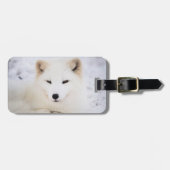 白北極狐の雪可愛いパーソナライズされた動物 ラゲッジタグ (正面横)