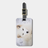 白北極狐の雪可愛いパーソナライズされた動物 ラゲッジタグ (正面縦)