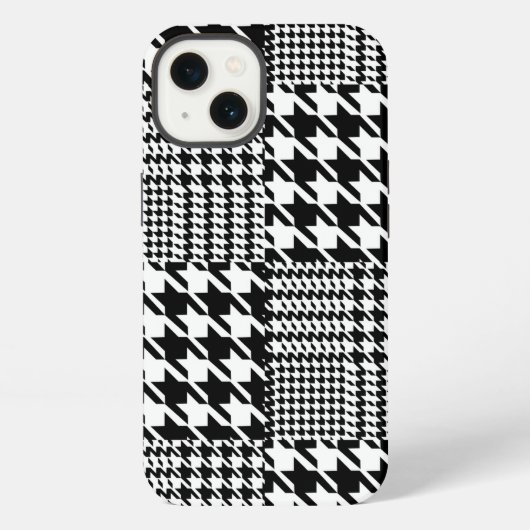 白千鳥格子の黒のパッチワーク iPhoneケース (裏面)