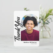 白卒業写真アーはっきりしたチブラックスクリプトタイプ サンキューカード (スタンド正面)