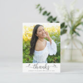 白卒業写真スクリプトハートありがとう ポストカード (スタンド正面)