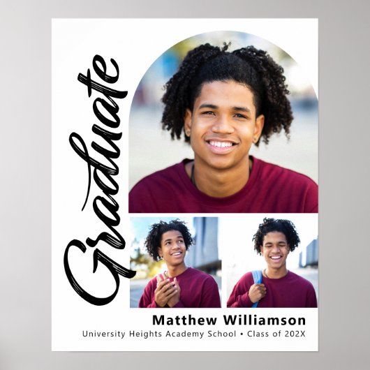 白卒業式3フォトアーはっきりしたチブラックスクリプト ポスター (正面)