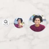 白卒業式3フォトブラックはっきりしたスクリプトキャップ コンフェッティ (裏面)