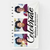 白卒業式3フォトブラックはっきりしたスクリプトミニマル 横断幕 (縦)