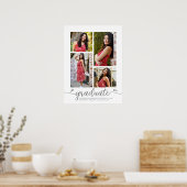 白卒業式4フォトグレーのスクリプトハート ガーリー ポスター (キッチン)