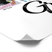 白卒業式K-12フォトコラージュ黒文字 ポスター (角)