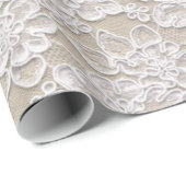白及びタンのレースの質 ラッピングペーパー (ロールコーナー)