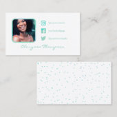 白及びティール(緑がかった色)の水彩画の写真の会合媒体 名刺 (正面/裏面)