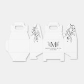 白及びブルーグレーのモノグラムエレガント新婚 フェイバーボックス (折り畳みなし)