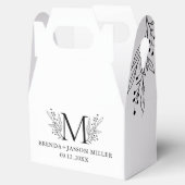 白及びブルーグレーのモノグラムエレガント新婚 フェイバーボックス (オープン)